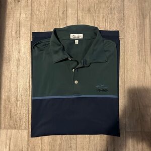Peter Millar Forest Green and Navy Polo